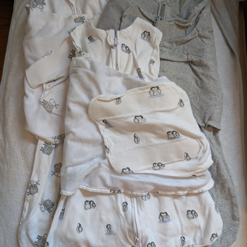 Halo Cream and Gray Penguin Pajama Set